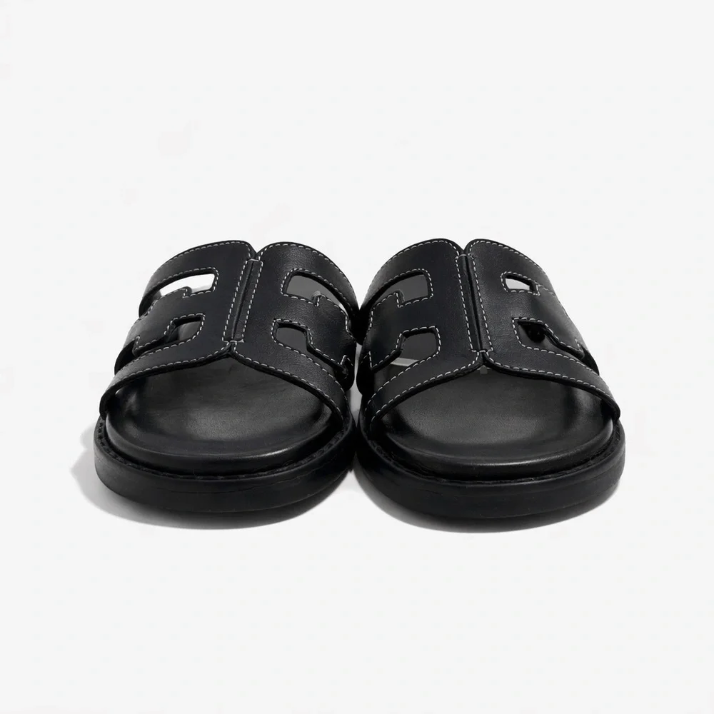 Sam Edelman Valeri Mini Black Leather Slide Sandals Toddler Girls 12 NWT - Picture 2 of 5